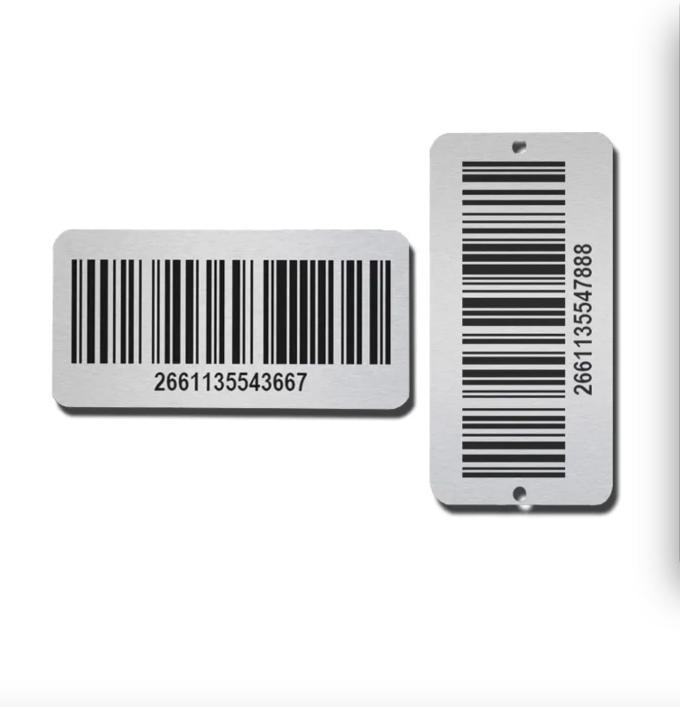 Brushed aluminum barcode identification tags