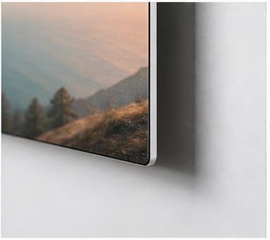 Single-panel aluminum artwork in a contemporary room