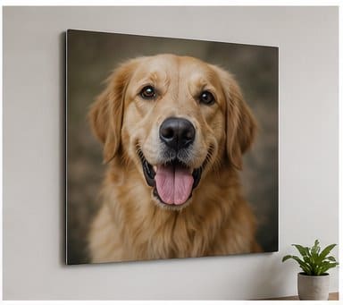Pet photograph displayed as an aluminum wall print