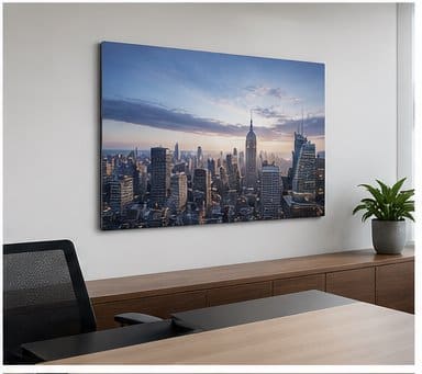 Close view of a mounted aluminum photo print