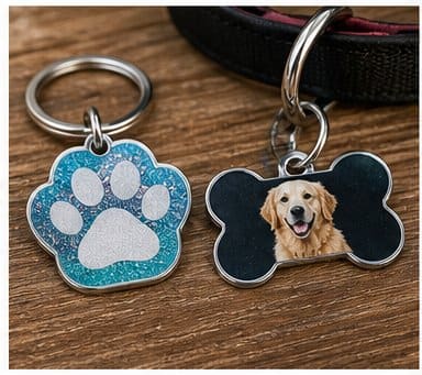 Personalized pet gift with printed aluminum tag