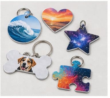 Different personalized aluminum tags and accessories