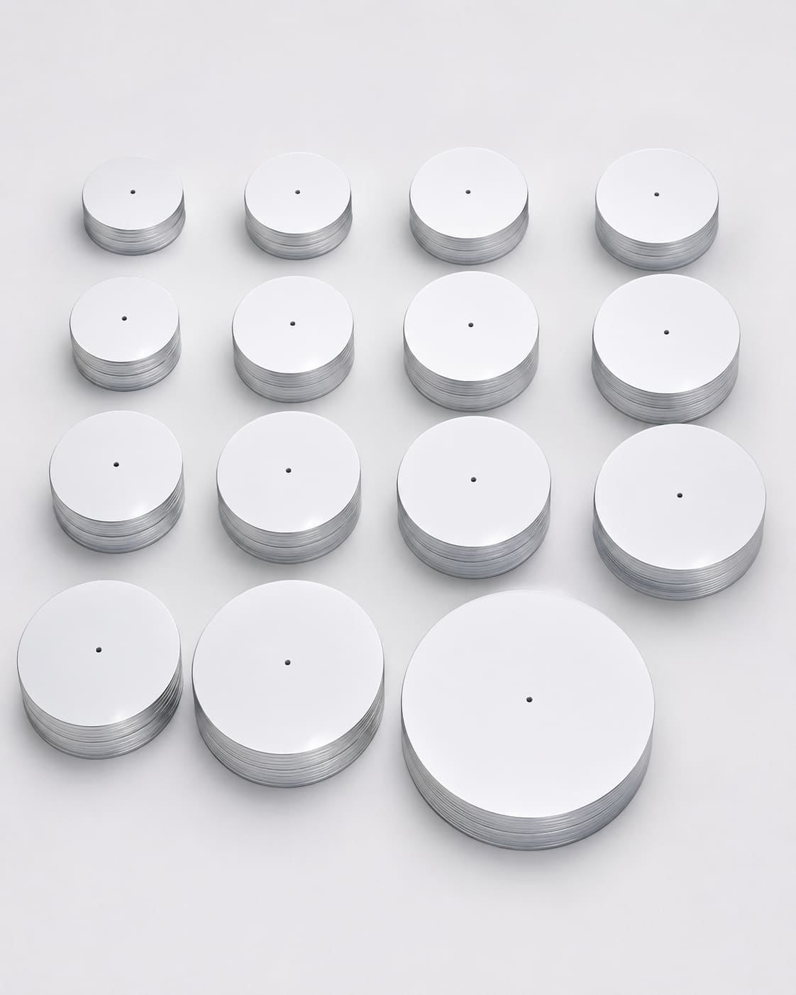 Round aluminum blanks prepared in repeat sizes